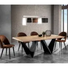 Tavolo da Pranzo con Piano in Mdf Impiallacciato Finitura Rovere - Helene Viadurini