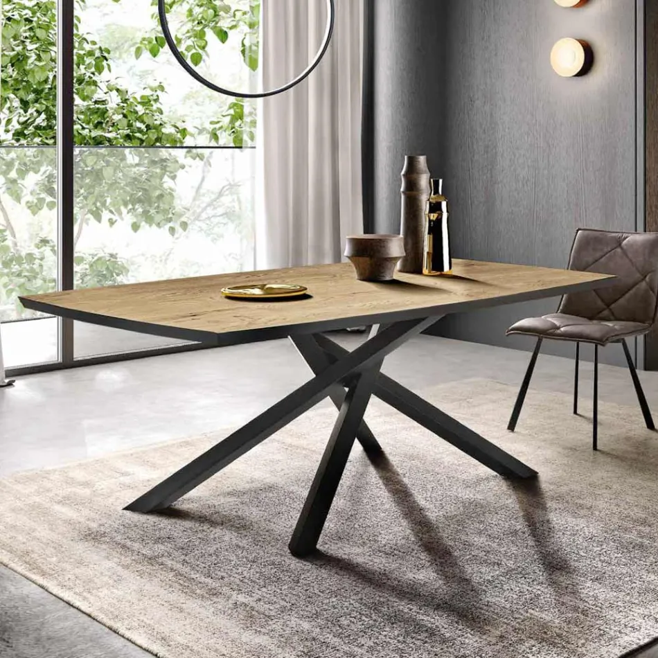 Tavolo da Pranzo con Piano in Rovere Impiallacciato Made in Italy - Antonino Viadurini