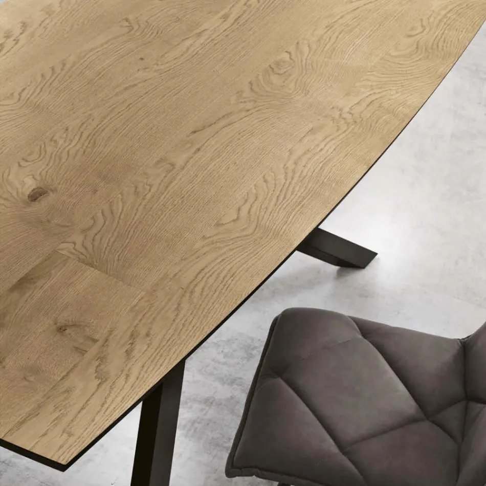 Tavolo da Pranzo con Piano in Rovere Impiallacciato Made in Italy - Antonino Viadurini