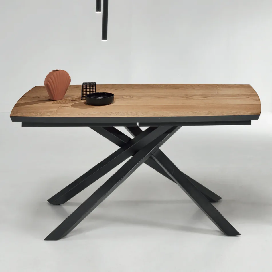 Tavolo da Pranzo con Piano in Rovere Impiallacciato Made in Italy - Antonino Viadurini