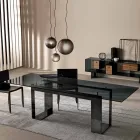 Tavolo da Pranzo con Piano in Vetro Fumè e Base Metallo 4 Dimensioni - Speck Viadurini