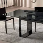 Tavolo da Pranzo con Piano in Vetro Fumè e Base Metallo 4 Dimensioni - Speck Viadurini
