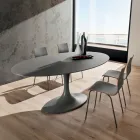 Tavolo da Pranzo con Piano in Vetro Laccato Made in Italy, di Qualità - Brontolo Viadurini