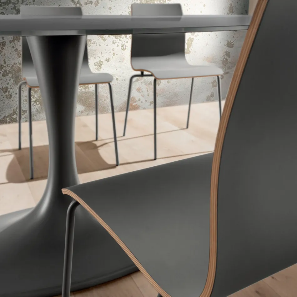 Tavolo da Pranzo con Piano in Vetro Laccato Made in Italy, di Qualità - Brontolo Viadurini