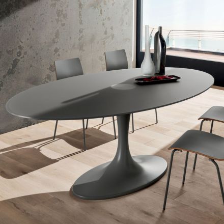Tavolo da Pranzo con Piano in Vetro Laccato Made in Italy, di Qualità - Brontolo Viadurini