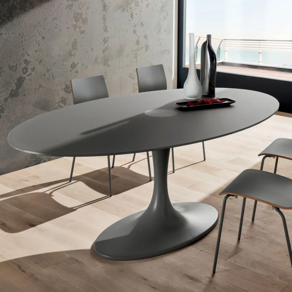 Tavolo da Pranzo con Piano in Vetro Laccato Made in Italy, di Qualità - Brontolo Viadurini
