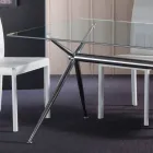 Tavolo da pranzo con piano in vetro temperato trasparente - Thor Viadurini