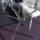 Tavolo da pranzo con piano in vetro temperato trasparente - Thor Viadurini