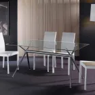 Tavolo da pranzo con piano in vetro temperato trasparente - Thor Viadurini