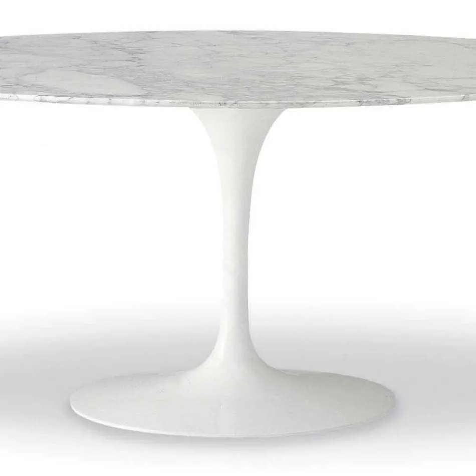 Tavolo da Pranzo con Piano Ovale in Marmo Realizzato in Italia - Superbo Viadurini
