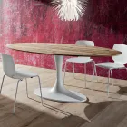 Tavolo da Pranzo con Piano Ovale in Multistrato Made in Italy - Brontolo Viadurini