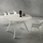 Tavolo da Pranzo con Piano Rotondo in Laminam Realizzato in Italia - Lingotto Viadurini