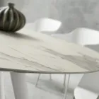 Tavolo da Pranzo con Piano Rotondo in Laminam Realizzato in Italia - Lingotto Viadurini
