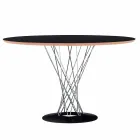 Tavolo da Pranzo con Piano Rotondo in Laminato Nero Made in Italy - Plaza Viadurini