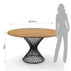 Tavolo da Pranzo con Piano Rotondo in Mdf Impiallacciato Rovere - Emmanuel Viadurini