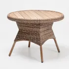 Tavolo da Pranzo da Esterno con Piano in Teak Naturale a Doga Larga - Melina Viadurini