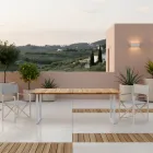 Tavolo da Pranzo da Esterno con Piano in Teak Naturale Spazzolato - Mistral Viadurini