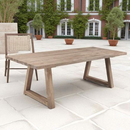 Tavolo da Pranzo da Esterno in Legno Teck Reciclato Made in Italy - Bambi Viadurini