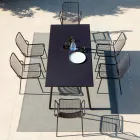 Tavolo da Pranzo da Esterno Rettangolare in Acciaio Zincato Made in Italy - Elvia  Viadurini