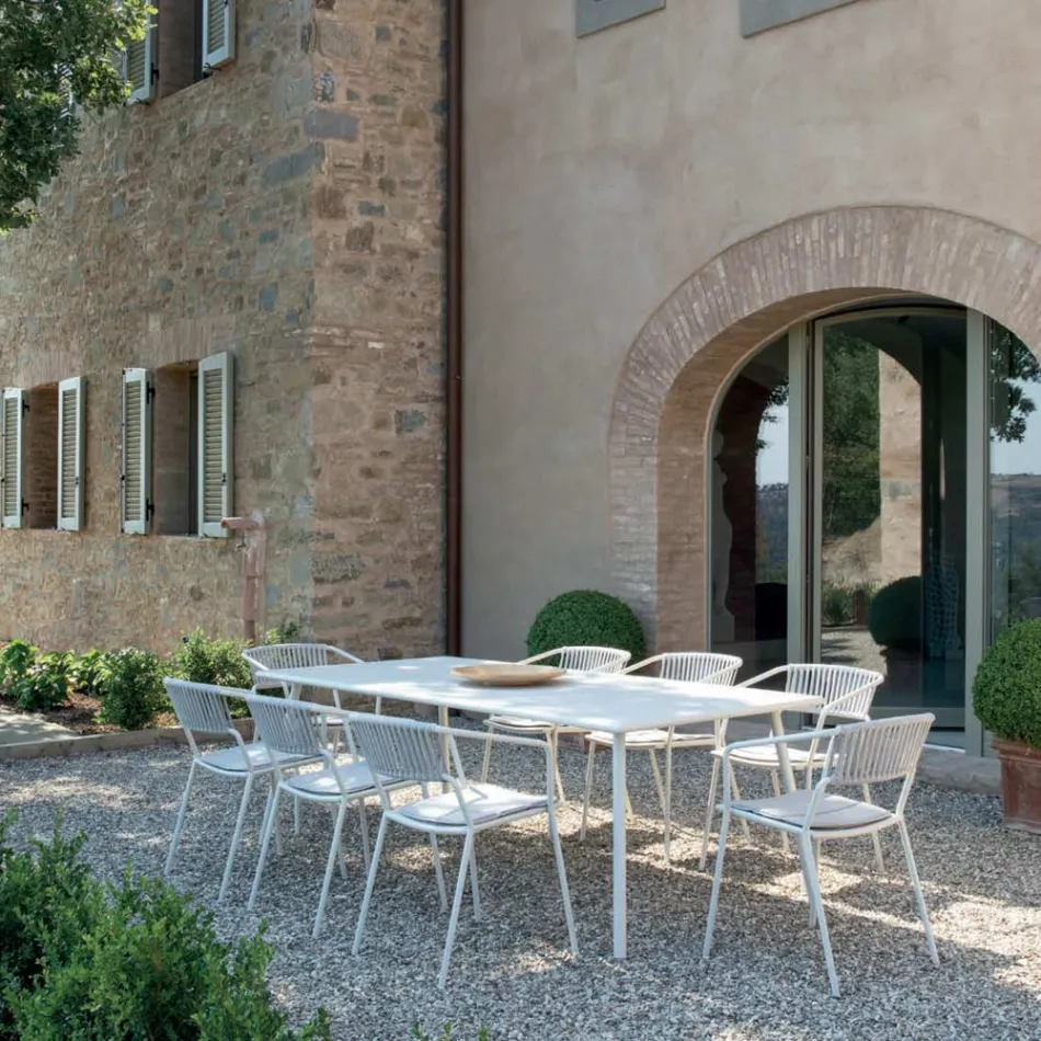 Tavolo da Pranzo da Esterno Rettangolare in Acciaio Zincato Made in Italy - Elvia  Viadurini