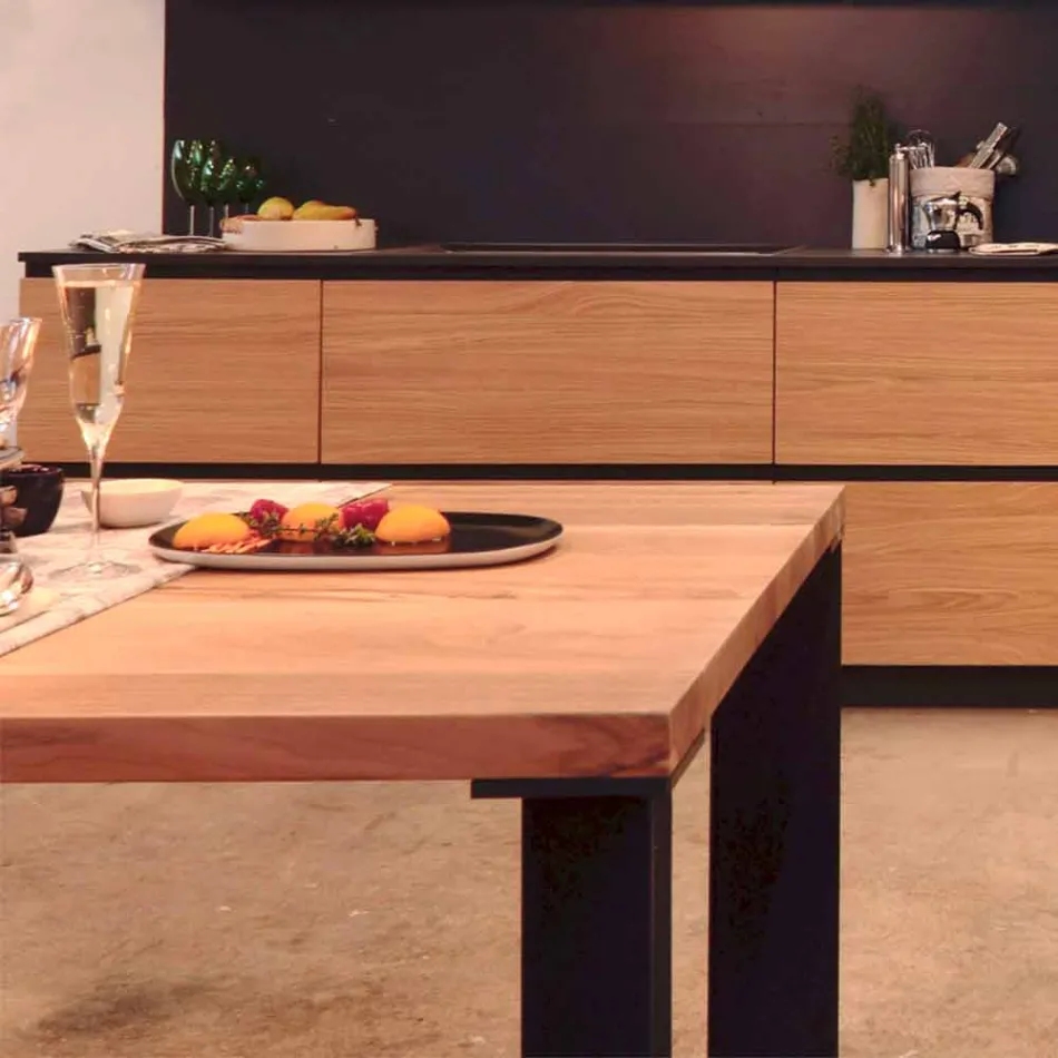 Tavolo da pranzo design in noce naturale design, L200xP100cm, Yvonne Viadurini