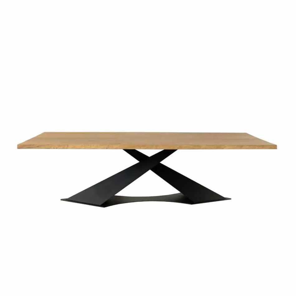 Tavolo da pranzo design moderno con piano rovere made in Italy Elliot Viadurini