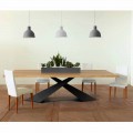 Tavolo da pranzo design moderno con piano rovere made in Italy Elliot