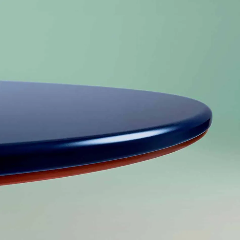 Tavolo da Pranzo Design Moderno Ovale in MDF Blu e Rame Made in Italy - Oku Viadurini