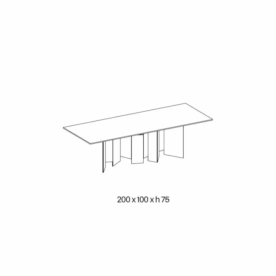 Tavolo da Pranzo di Design in Ceramica e Base Vetro Fumè Made in Italy – Random Viadurini