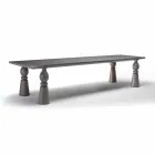 Tavolo da pranzo di design in legno rovere grigio, made in Italy,Teseo Viadurini