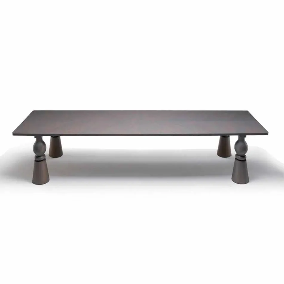 Tavolo da pranzo di design in legno rovere grigio, made in Italy,Teseo Viadurini