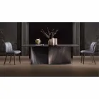 Tavolo da Pranzo di Design in Vetro Fumè e Frassino Oliato Made in Italy - Croma Viadurini