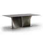 Tavolo da Pranzo di Design in Vetro Fumè e Frassino Oliato Made in Italy - Croma Viadurini
