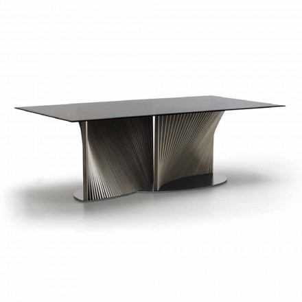 Tavolo da Pranzo di Design in Vetro Fumè e Frassino Oliato Made in Italy - Croma Viadurini