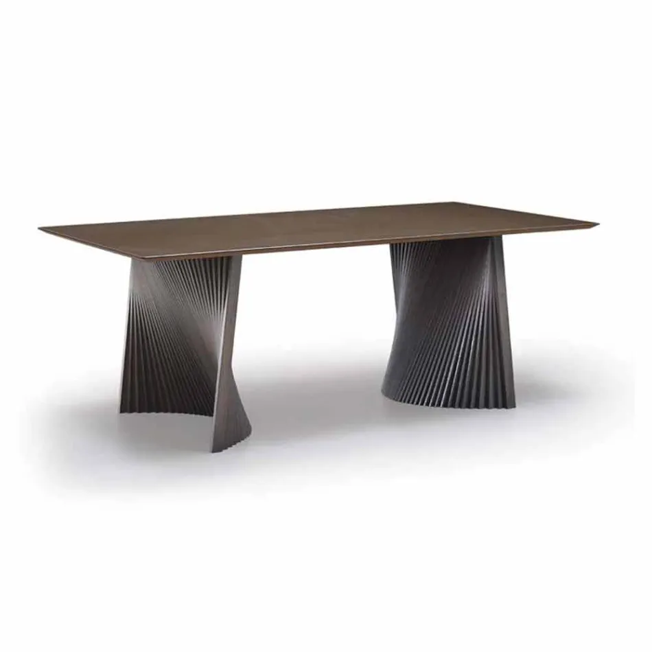 Tavolo da Pranzo di Design Moderno in Gres e Frassino Made in Italy - Charol Viadurini
