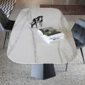 Tavolo da Pranzo Ellittico in Acciaio e Ceramica Lucida Florim - Gelsino