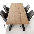 Tavolo da Pranzo Fisso Base Metallo e Piano Impiallacciato Rovere - Termoli  Viadurini