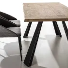 Tavolo da Pranzo Fisso Base Metallo e Piano Impiallacciato Rovere - Termoli  Viadurini