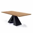Tavolo da Pranzo Impiallacciato con Base in Acciaio Made in Italy - Dalmata Viadurini