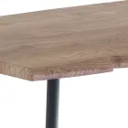 Tavolo da Pranzo in Acciaio con Piano in Mdf Finitura Quercia  - Gherardo Viadurini