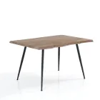 Tavolo da Pranzo in Acciaio con Piano in Mdf Finitura Quercia  - Gherardo Viadurini