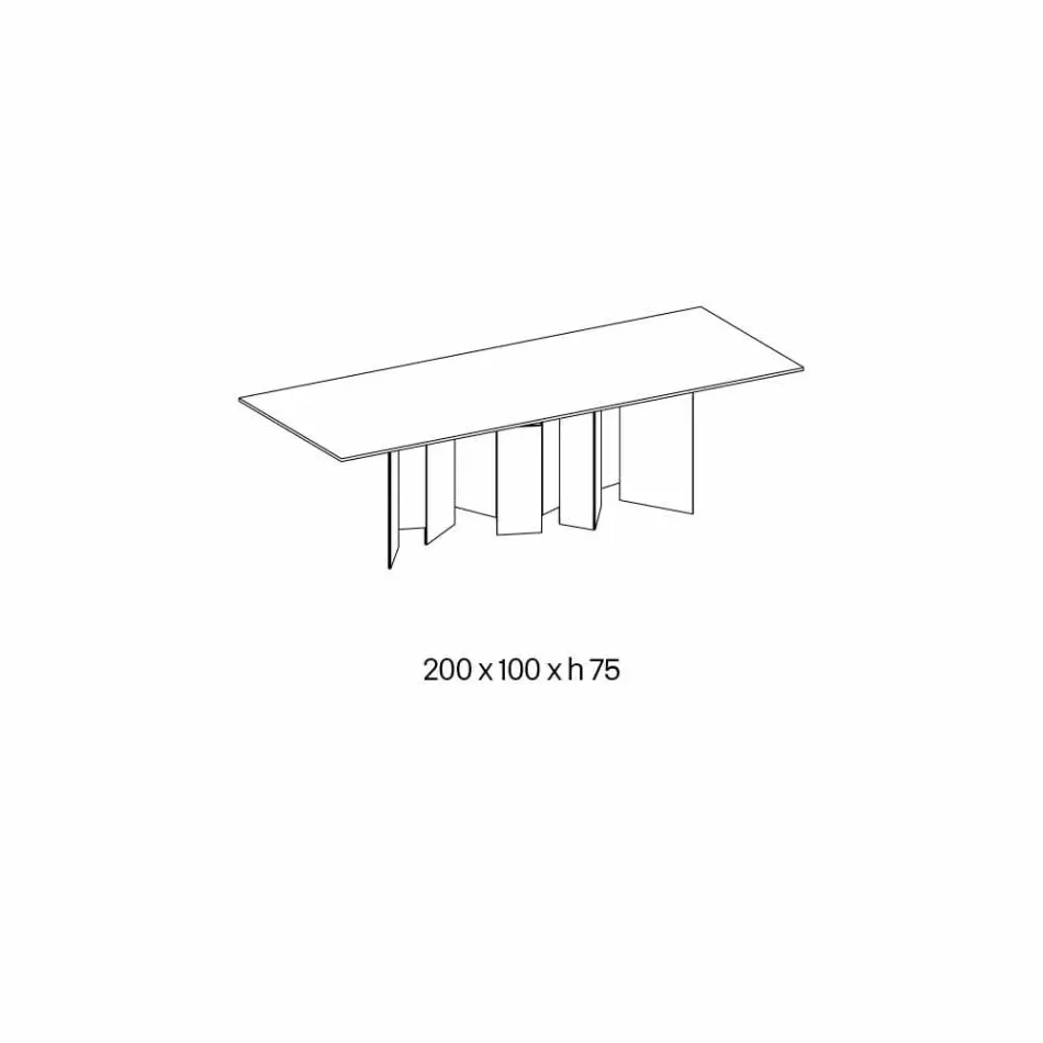 Tavolo da Pranzo in Ceramica e Base in Vetro Extrachiaro Made in Italy – Random Viadurini
