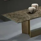 Tavolo da Pranzo in Ceramica Emperador e Metallo Bronzo Made in Italy – Moro Viadurini