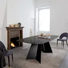 Tavolo da Pranzo in Ceramica Florim Thunder Night Lucido e Acciaio - Medunotav Viadurini
