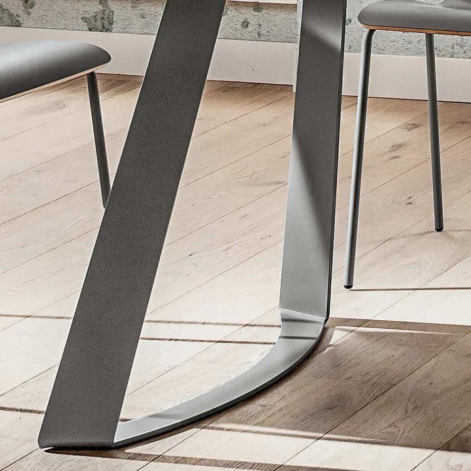 Tavolo da Pranzo in Fenix e Metallo Realizzato in Italia, di Lusso - Pinocchio Viadurini