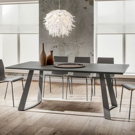 Tavolo da Pranzo in Fenix e Metallo Realizzato in Italia, di Lusso - Pinocchio Viadurini