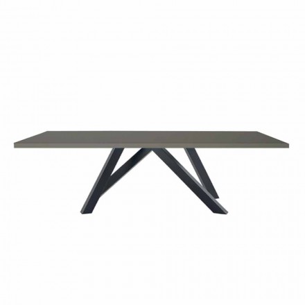 Tavolo da Pranzo in Fenix Grigio e Acciaio Laccato Made in Italy - Settimmio Viadurini