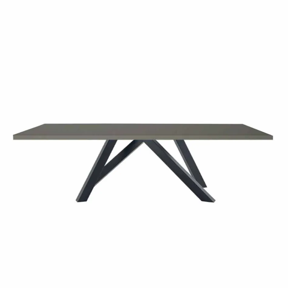 Tavolo da Pranzo in Fenix Grigio e Acciaio Laccato Made in Italy - Settimmio Viadurini