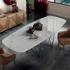 Tavolo da Pranzo in Ipermarmo e Acciaio Made in Italy, Alta Qualità - Ezzellino Viadurini
