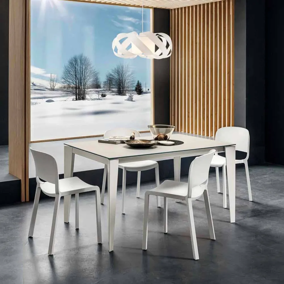 Tavolo da Pranzo in Laminam e Metallo Verniciato Realizzato in Italia - Efisto Viadurini